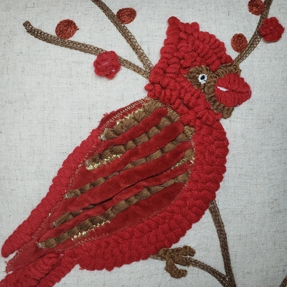 cardinal christmas pillow